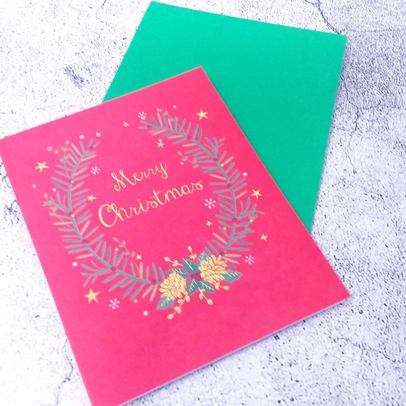 🎄 CHRISTMAS SALE! 🎄 10PC Papyrus Wreath Christmas Cards with Envelopes, Seals - Picture 3 of 15